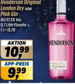 Simmel Henderson Original London Dry oder Pink Gin Angebot