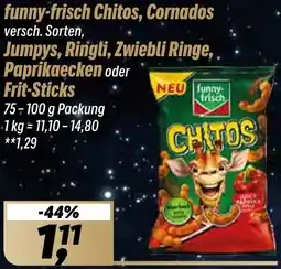 Simmel funny-frisch Chitos, Cornados, Jumpys, Ringli, Zwiebli Ringe,. Paprikaecken oder Frit-Sticks Angebot