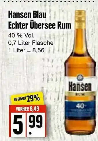 Edeka Frischemarkt Hansen Blau Echter übersee Rum Angebot