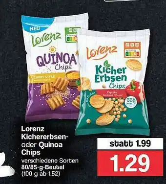 Famila Nord West Lorenz Kichererbsen- Oder Quinoa Chips Angebot