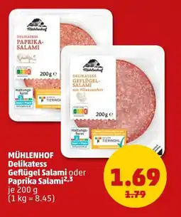PENNY MÜHLENHOF Delikatess Geflügel Salami oder Paprika Salami Angebot