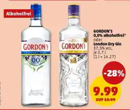 PENNY GORDON’S 0,0% alkoholfrei* oder London Dry Gin Angebot