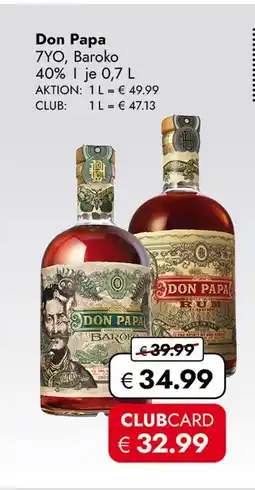 Travel Free Don papa rum 7yo, baroko Angebot