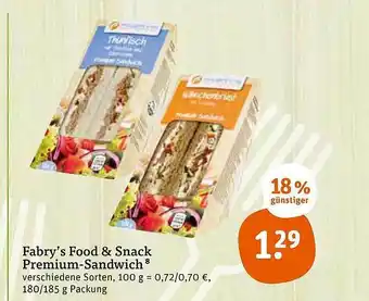 tegut Fabry's Food & Snack Premium-sandwich Angebot