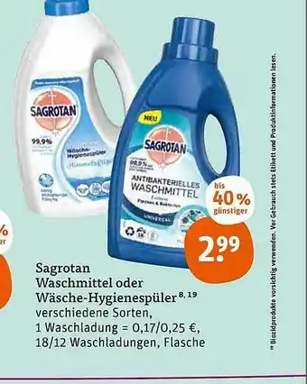 tegut Sagrotan Waschmittel Oder Wäsche-hygienespüler Angebot