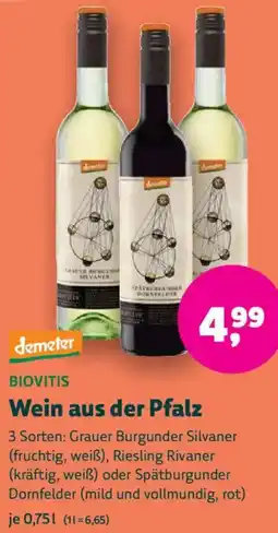 Biomarkt demeter BIOVITIS Wein aus der Pfalz Angebot