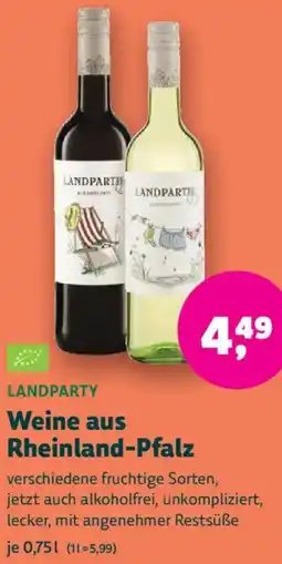 Biomarkt LANDPARTY Weine aus Rheinland-Pfalz Angebot