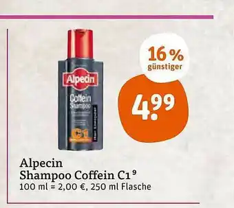 tegut Alpecin Shampoo Coffein C1 Angebot