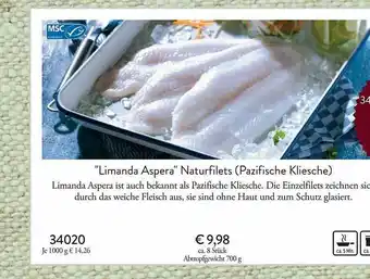 Eismann &quot;laminda Aspera&quot; Naturfilets Pazifische Kliesche Angebot bei Eismann Angebot