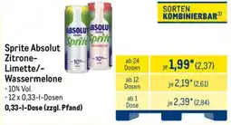 METRO Sprite Absolut Zitrone-Limette/-Wassermelone Angebot