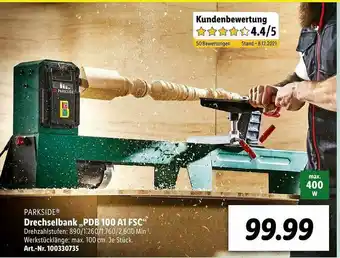 Lidl Parkside Drechselbank „pdb 100 A1 Fsc ” Angebot