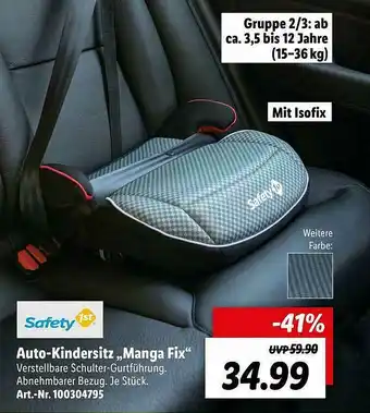 Lidl Auto-kindersitz „manga Fix” Safety Angebot