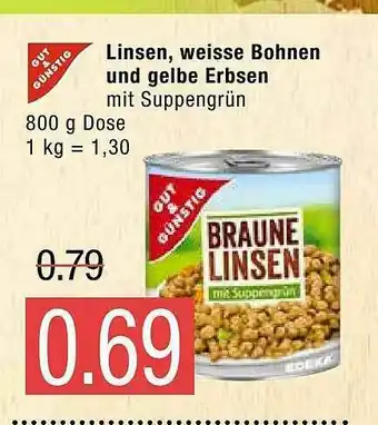 Marktkauf Gut & Günstig Linsen, Weisse Bohnen Und Gelbe Erbsen Angebot