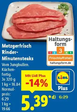 Lidl Metzgerfrisch Rinder Minutensteaks Angebot