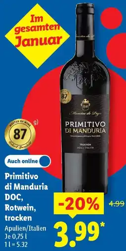 Lidl Primitivo di Manduria DOC, Rotwein, trocken Angebot