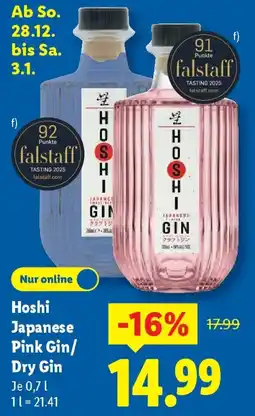 Lidl Hoshi Japanese Pink Gin/ Dry Gin Angebot