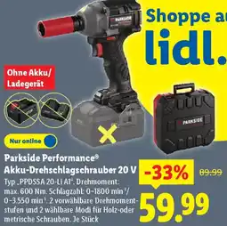 Lidl Parkside Performance Akku-Drehschlagschrauber 20 V Angebot