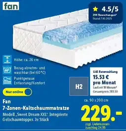 Lidl Fan 7-Zonen-Kaltschaummatratze Angebot