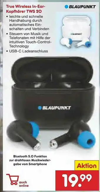 Netto Marken-Discount Blaupunkt True Wireless In-ear-kopfhörer Tws 20 Angebot