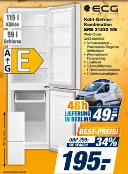 Expert Ecg kühl-gefrier-kombination erb 21530 we Angebot