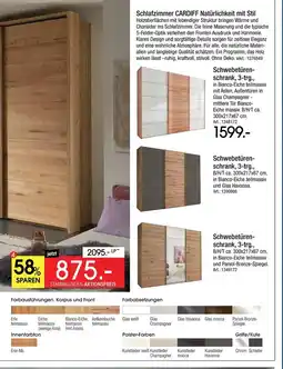 Zurbrüggen Schwebetürenschrank, 3-trg., bianco-eiche teilmassiv mit ästen, außentüren in glas champagner Angebot