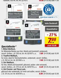 toom Baumarkt Toom speziallacke möbel-weißlack Angebot