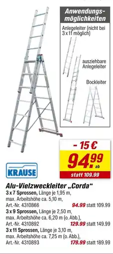 toom Baumarkt Krause alu-vielzweckleiter corda 3 x 7 sprossen Angebot