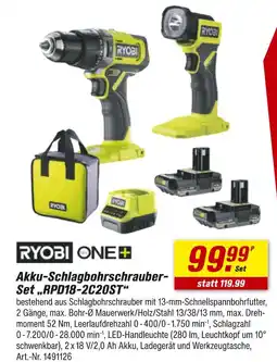 toom Baumarkt Ryobi akku-schlagbohrschrauber-set rpd18-2c20st Angebot