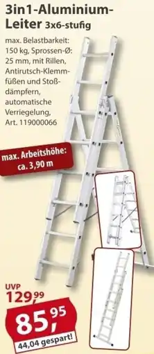 Sonderpreis Baumarkt 3in1-Aluminium Leiter 3x6-stufig Angebot