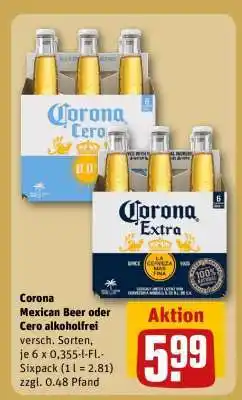 REWE Corona Mexican Beer oder Cero alkoholfrei Angebot