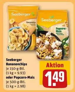 REWE Seeberger Bananenchips oder Popcorn-Mais Angebot