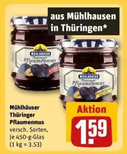 REWE MÜHLHÄUSER Thüringer Pflaumenmus Angebot