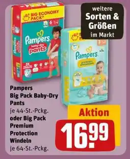 REWE Pampers Big Pack Baby-Dry Pants oder Big Pack Premium Protection Windeln Angebot