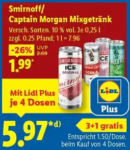 Lidl Smirnoff/ Captain Morgan Mixgetränk Angebot