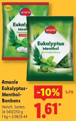 Lidl Amanie Eukalyptus Menthol Bonbons Angebot