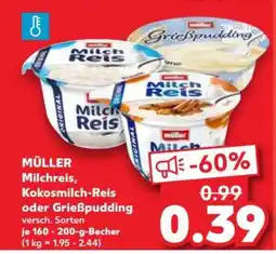 Kaufland MÜLLER Milchreis, Kokosmilch-Reis oder Grießpudding Angebot