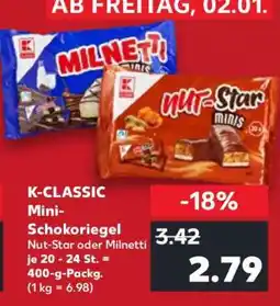 Kaufland K-CLASSIC Mini-Schokoriegel Nut-Star oder Milnetti Angebot