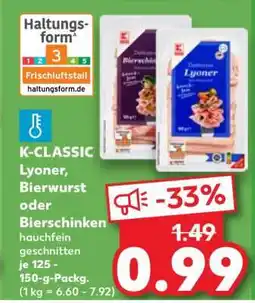 Kaufland K-CLASSIC Lyoner, Bierwurst oder Bierschinken Angebot