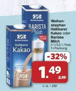 Famila Nord Ost Weihenstephan Haltbarer Kakao oder Barista Milch Angebot