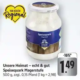 Edeka Unsere Heimat – echt & gut Speisequark Magerstufe Angebot