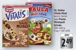 Edeka Dr. Oetker Vitalis Müsli oder Paulas Müslispaß Schoko Angebot