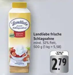 Edeka Landliebe frische Schlagsahne Angebot
