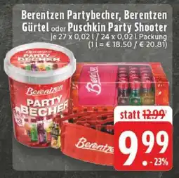 Edeka Berentzen Partybecher, Berentzen Gürtel oder Puschkin Party Shooter Angebot