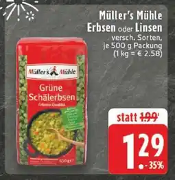Edeka Müller's Mühle Erbsen oder Linsen Angebot