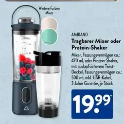 Aldi Süd AMBIAO Tragbarer Mixer oder Protein-Shaker Angebot
