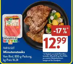 Aldi Süd FAIR & GUT Minutensteaks Angebot