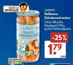 Aldi Süd LANDBECK Delikatess Schinkenwürstchen Angebot