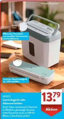 Aldi Süd Laminiergerät oder Aktenvernichter Angebot