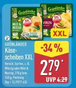 Aldi Nord GRÜNLÄNDER Käsescheiben XXL Angebot