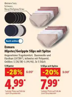 Lidl Esmara Hipster/Gerippte Slips mit Spitze Angebot